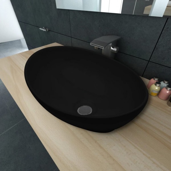 Lavabo ovalado de cerámica negro 40x33 cm M 5