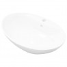 Lavatório cerâmico oval branco com buraco para torneira 2