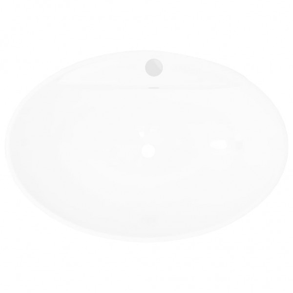 Lavatório cerâmico oval branco com buraco para torneira M 3