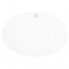 Lavatório cerâmico oval branco com buraco para torneira 3