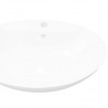 Lavatório cerâmico oval branco com buraco para torneira 4