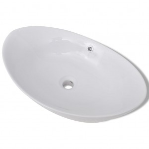 Lavabo ovalado y orificio desbordamiento cerámica 59x38.5 cm H