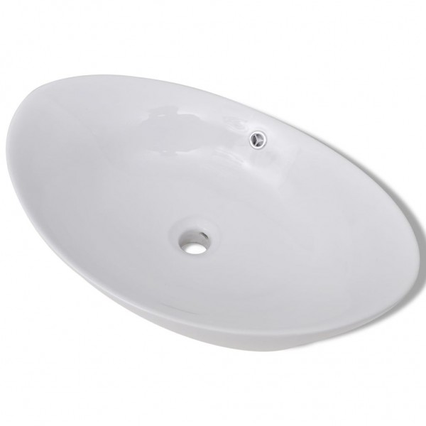Lavabo ovalado y orificio desbordamiento cerámica 59x38.5 cm M 2
