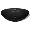 Lavabo Oval de cerámica negra de lujo con desagüe. 59 x 38.5 cm 3