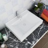 Lavatório cerâmico retangular luxososo branco. furo torneira 60x46cm 1