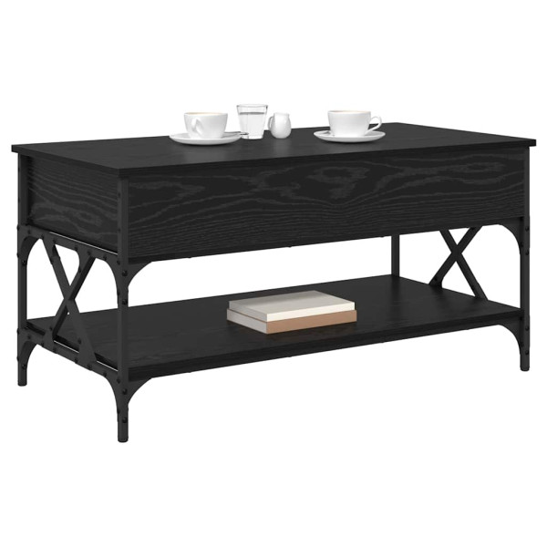Mesa de Café Roble Negro 100 x 50 x 50 cm Madera contrachapada M 3