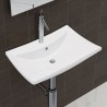 Lavabo de cerámica rectangular con orificio de grifo y desagüe 1