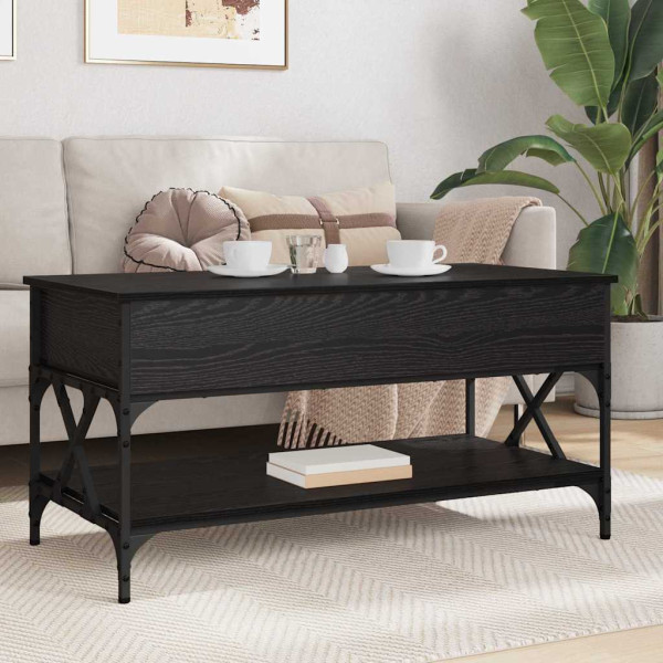 Mesa de Café Roble Negro 100 x 50 x 50 cm Madera contrachapada M 4