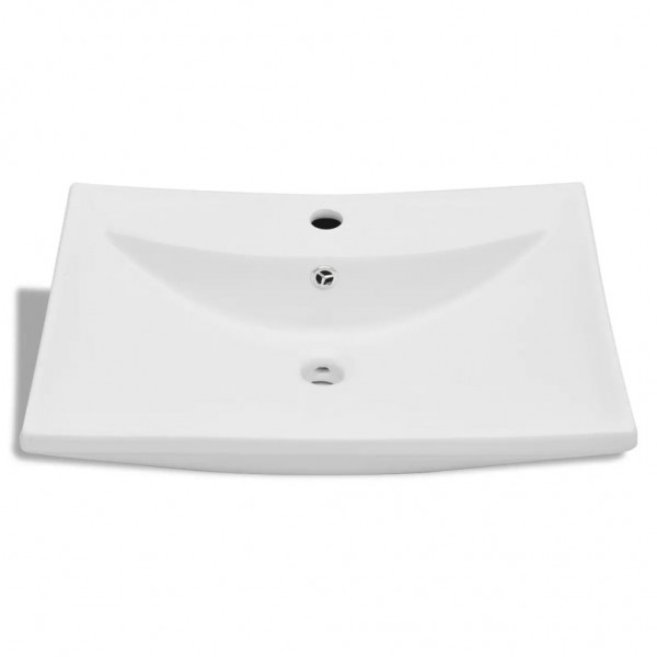 Lavabo de cerámica rectangular con orificio de grifo y desagüe M 5