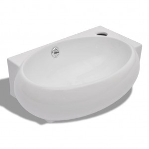 Lavabo con hueco de grifo y rebosadero cerámica blanco H