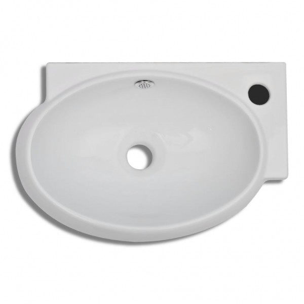Lavabo con hueco de grifo y rebosadero cerámica blanco M 4