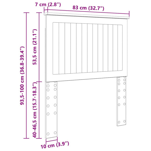 Cabecero con cabecera Roble ahumado 80 cm Madera contrachapada M 4