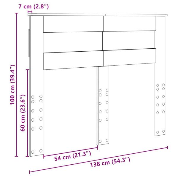 Cabecero con cabecera Roble Negro 135 cm Madera contrachapada M 5