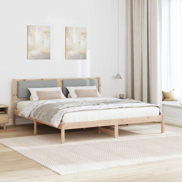 Estructura de cama con cabecera Gris Claro 200 x 200 cm M 4
