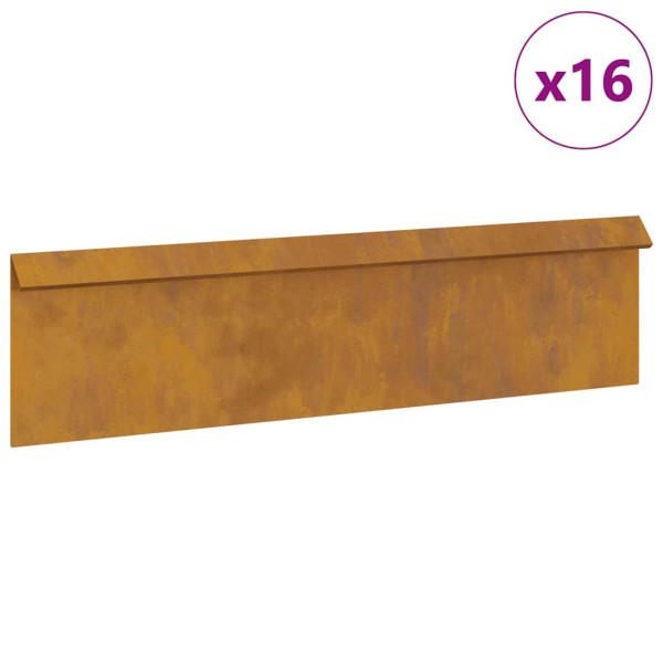 Valla para caracoles 16 pcs Oxidado 100 x 3.5 x 25 cm M 3