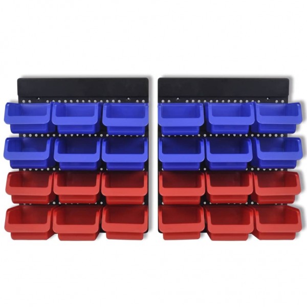 Organizador de herramientas de garaje de pared azul y rojo M 4