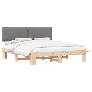 Estructura de Cama con Cabecera Tapizada Gris Claro H