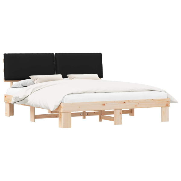 Estructura de Cama con Cabecera Tapizada Negro 200 x 200 cm M 2