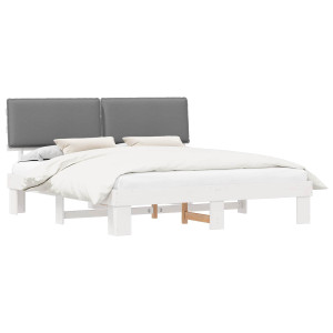 Estructura de Cama con Cabecera Tapizada Gris Claro H