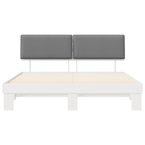 Estructura de Cama con Cabecera Tapizada Gris Claro M 5