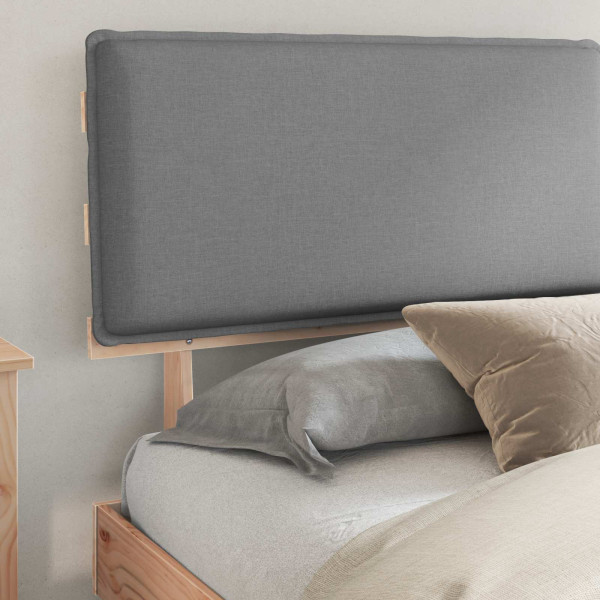 Estructura de Cama con Cabecera Tapizada Gris Claro M 3