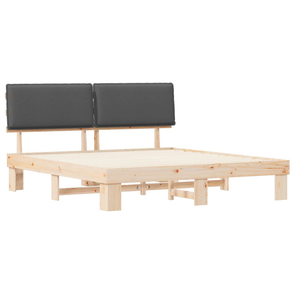 Estructura de Cama con Cabecera Tapizada Gris oscuro M 4