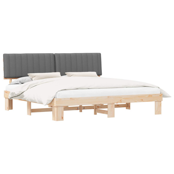 Estructura de Cama con Cabecera Tapizada Gris Claro M 2