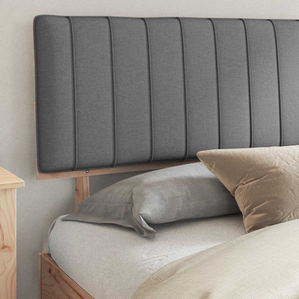Estructura de Cama con Cabecera Tapizada Gris Claro M 3