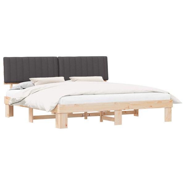 Estructura de Cama con Cabecera Tapizada Gris oscuro M 2