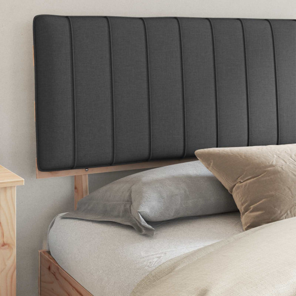 Estructura de Cama con Cabecera Tapizada Gris oscuro M 3