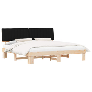 Estructura de Cama con Cabecera Tapizada Negro 200 x 200 cm H