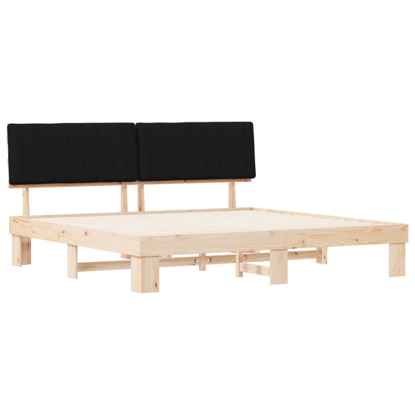Estructura de Cama con Cabecera Tapizada Negro 200 x 200 cm M 4