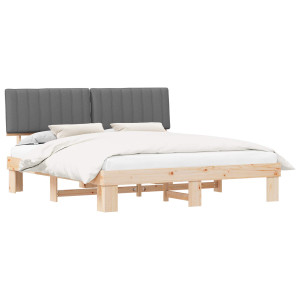 Estructura de Cama con Cabecera Tapizada Gris Claro H