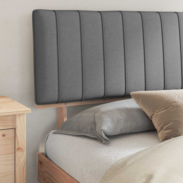Estructura de Cama con Cabecera Tapizada Gris Claro M 3