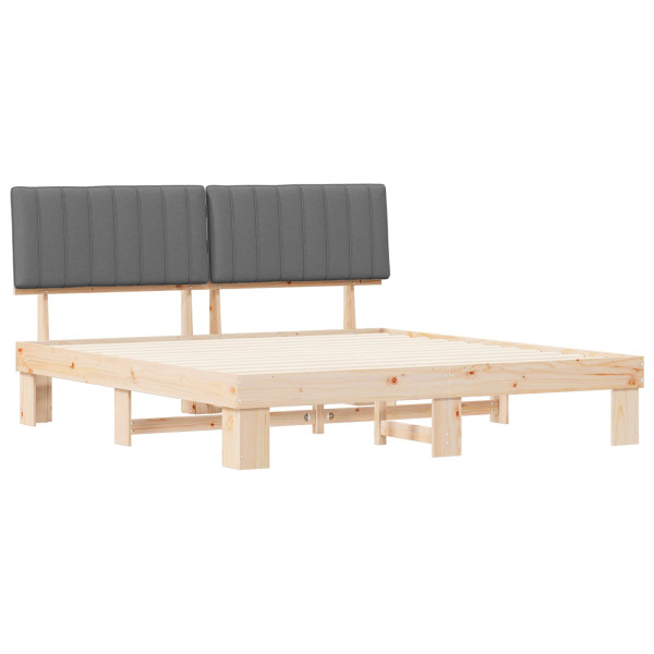 Estructura de Cama con Cabecera Tapizada Gris Claro M 4