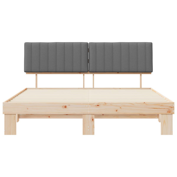 Estructura de Cama con Cabecera Tapizada Gris Claro M 5