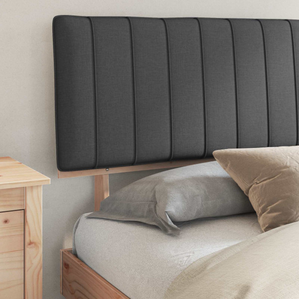 Estructura de Cama con Cabecera Tapizada Gris oscuro M 3