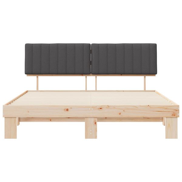 Estructura de Cama con Cabecera Tapizada Gris oscuro M 5