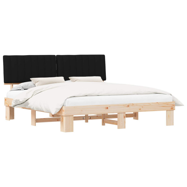 Estructura de Cama con Cabecera Tapizada Negro 180 x 200 cm M 2