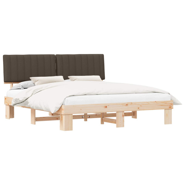 Estructura de Cama con Cabecera Tapizada Taupé 180 x 200 cm M 2