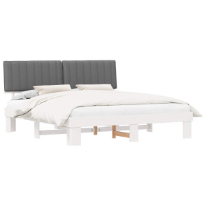 Estructura de Cama con Cabecera Tapizada Gris Claro H