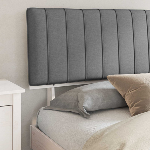 Estructura de Cama con Cabecera Tapizada Gris Claro M 3