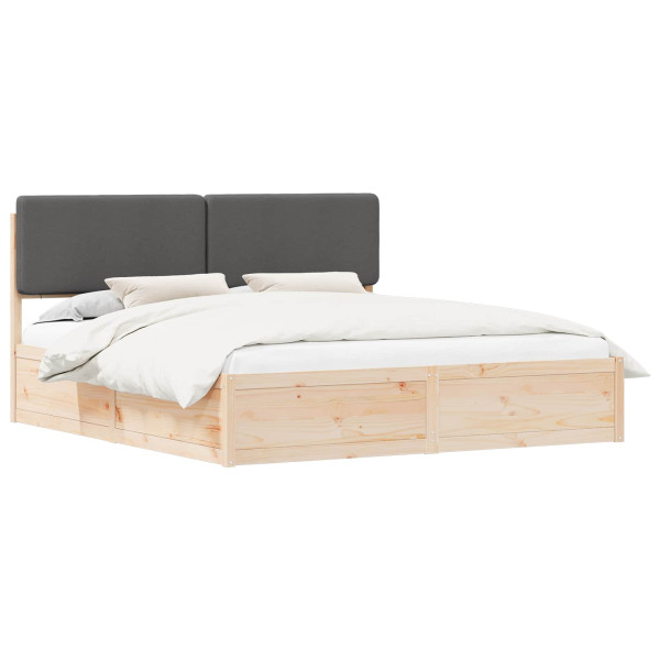 Estructura de Cama con Cabecera Tapizada Gris oscuro M 2