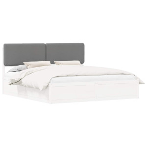 Estructura de Cama con Cabecera Tapizada Gris Claro H