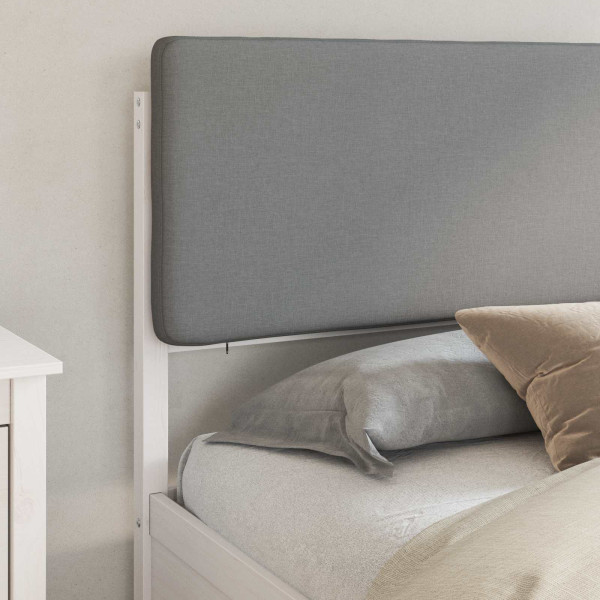 Estructura de Cama con Cabecera Tapizada Gris Claro M 3