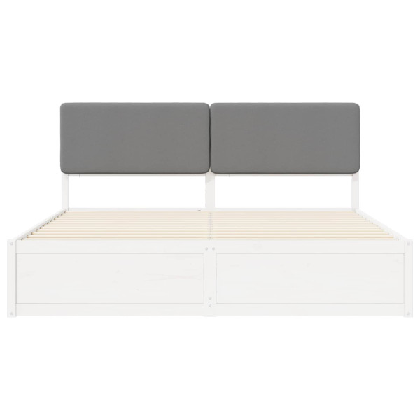 Estructura de Cama con Cabecera Tapizada Gris Claro M 5
