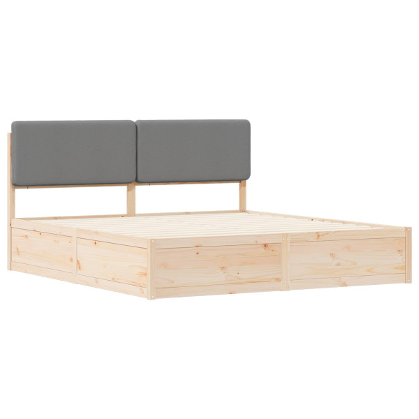 Estructura de Cama con Cabecera Tapizada Gris Claro M 4