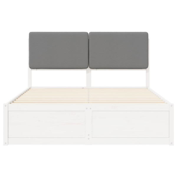 Estructura de Cama con Cabecera Tapizada Gris Claro M 5
