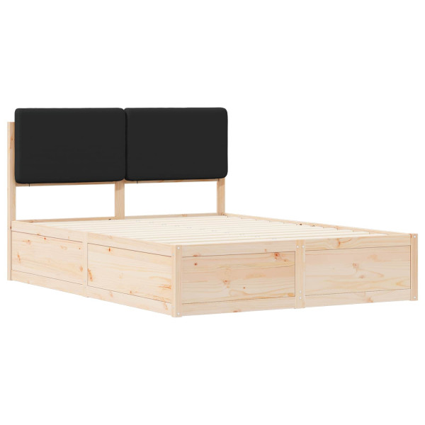 Estructura de Cama con Cabecera Tapizada Negro 140 x 190 cm M 4