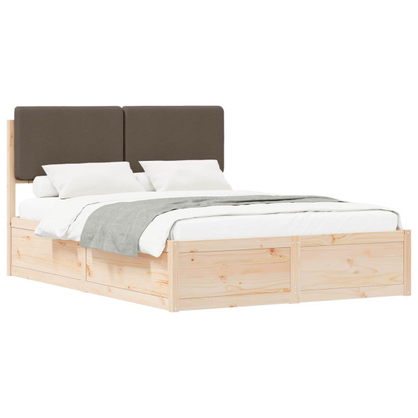 Estructura de Cama con Cabecera Tapizada Taupé 140 x 190 cm M 2